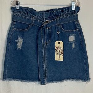 Denim Blvd Mini Skirt with Belt